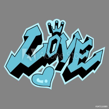 Picture of Love in Graffiti style painting vector 